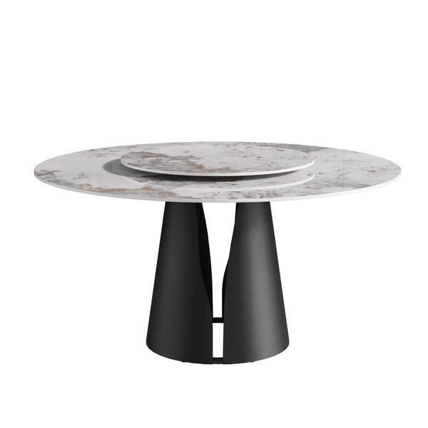 59"L Round Metal Top Dining Table