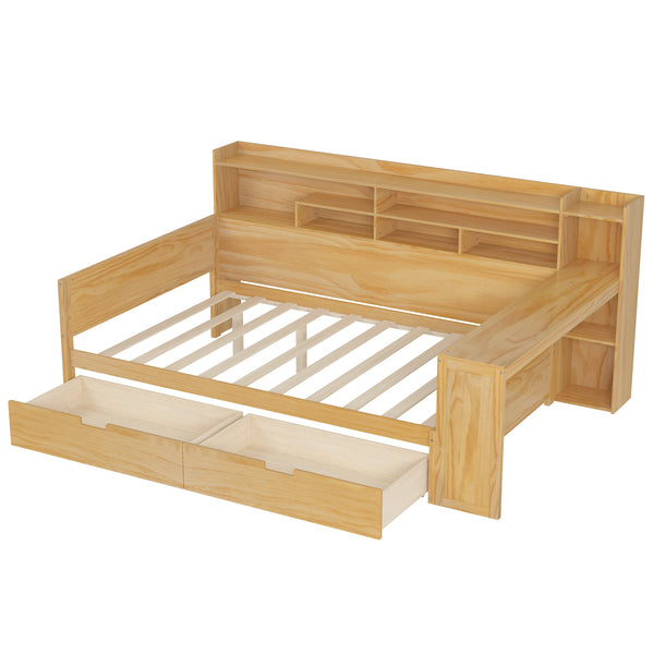Wooden Bed with Storage Full Size