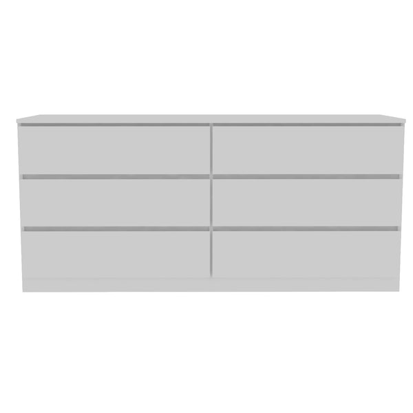 White 6-Drawer Rectangle Dresser