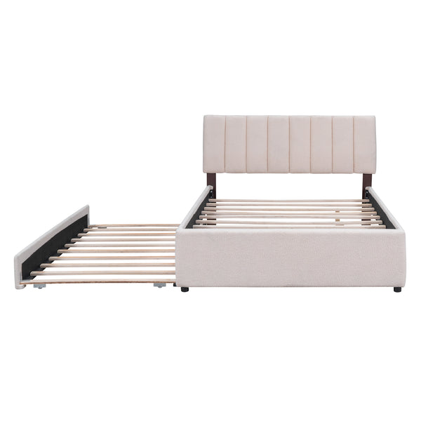 Upholstered Bed with Trundle Under Bed Full Size