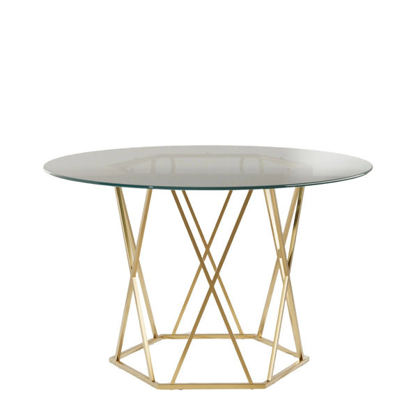 47"L Round Tempered Glass Dinging Table