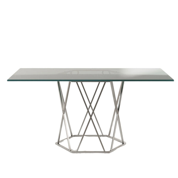 63"L Rectangular Tempered Glass Dinging Table