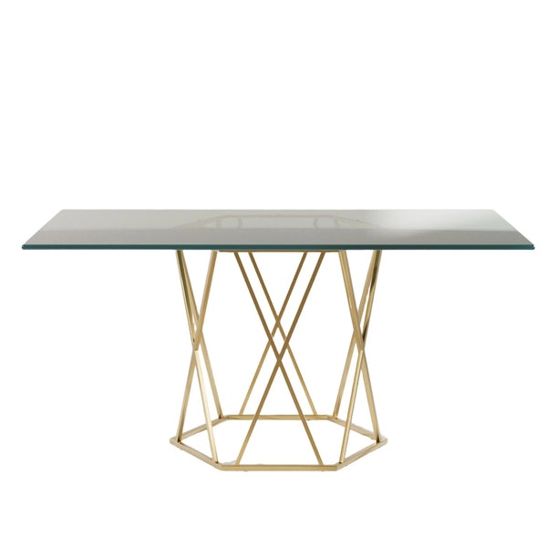 63"L Rectangular Tempered Glass Dinging Table