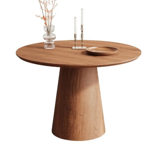 43"L Round Wood Top Dining Table