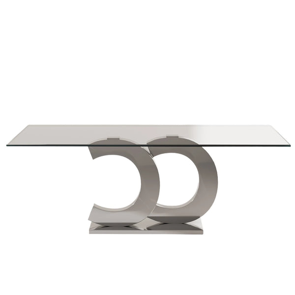 78"L Rectangular Tempered glass Dinging Table