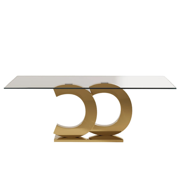 78"L Rectangular Tempered glass Dinging Table