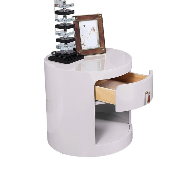 Ivory Lacquer Plywood Night Stand