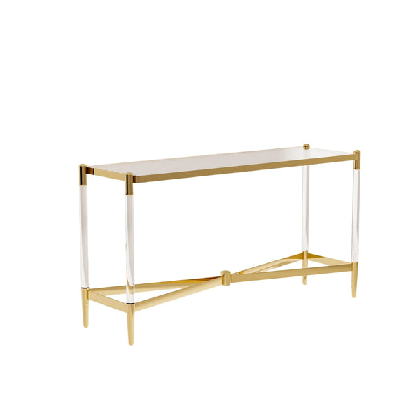 Console Table with Tempered Glass and Gold Finish