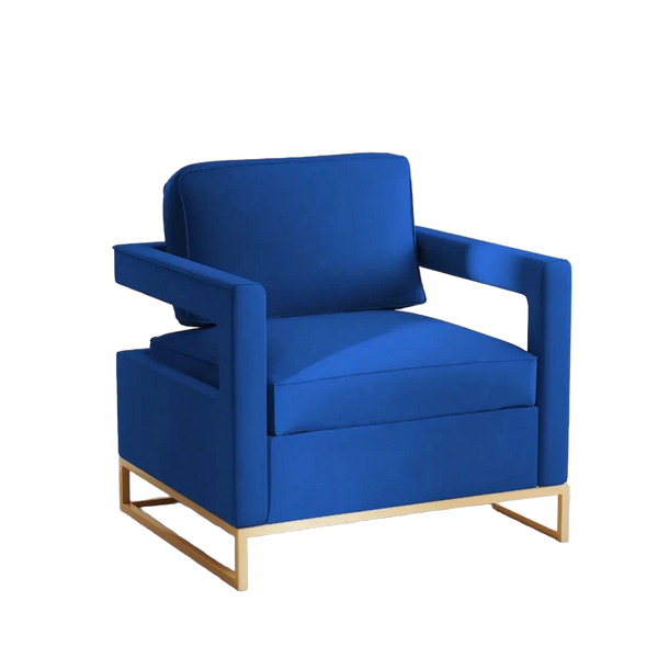 Luxurious Velvet Barrel Chair with Gold Stainless Steel Base