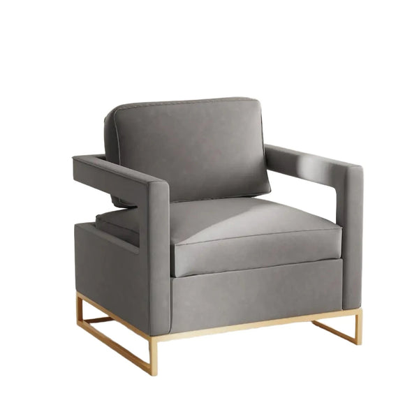 Luxurious Velvet Barrel Chair with Gold Stainless Steel Base