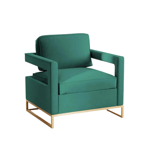 Luxurious Velvet Barrel Chair with Gold Stainless Steel Base