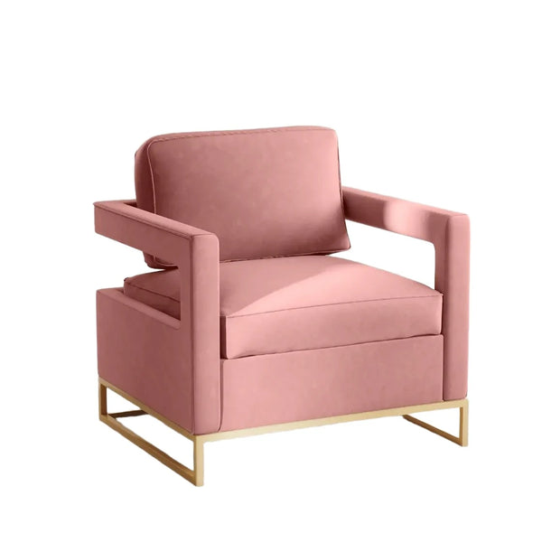 Luxurious Velvet Barrel Chair with Gold Stainless Steel Base