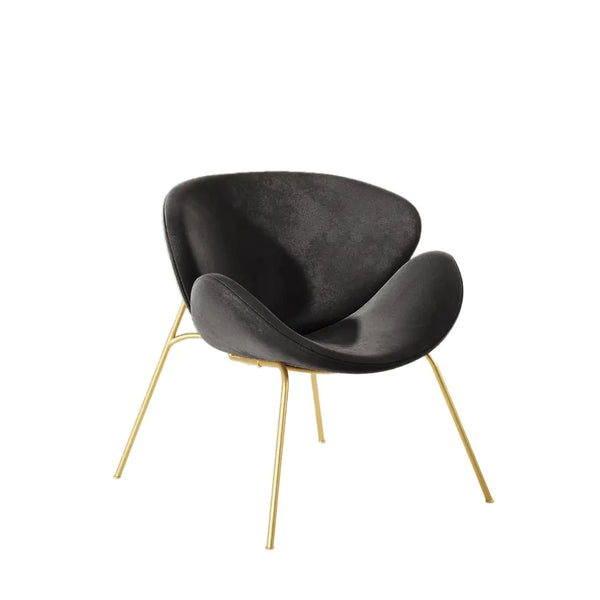 Set of 2 Velvet Barrel Chairs with Gold Metal Legs
