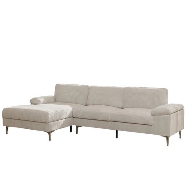 Corduroy Left Corner Sectional Sofa