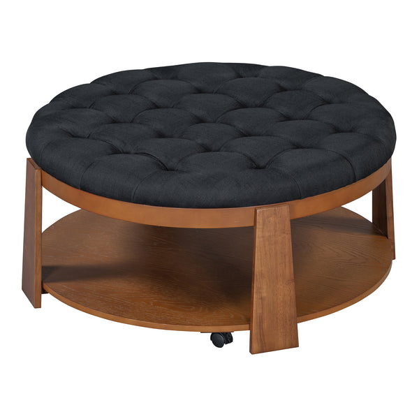 Round Wood Top Coffee Table