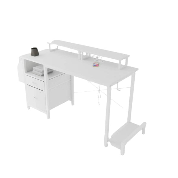 47"L Metal Office Computer Desk with Monitor Stands
