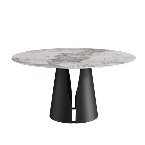 59"L Round Metal Top Dining Table