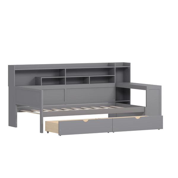 Wooden Bed with Storage Twin Size