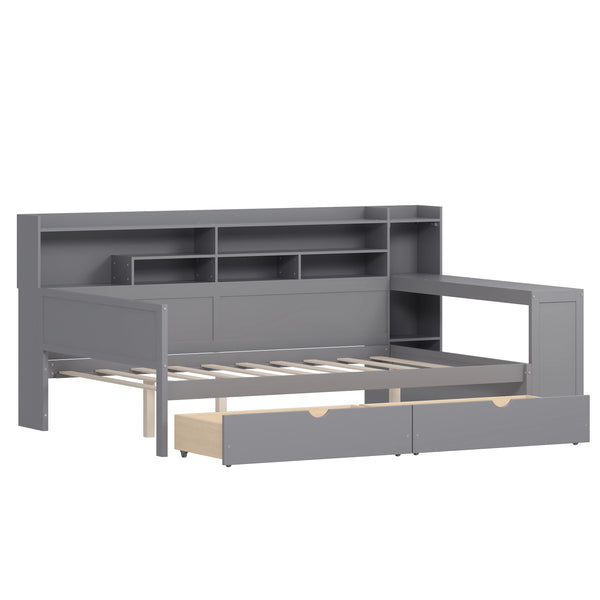 Wooden Bed with Storage Full Size