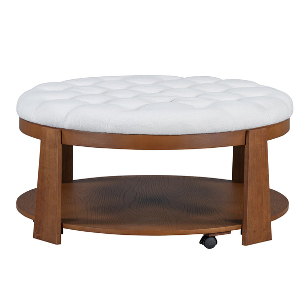 Round Wood Top Coffee Table