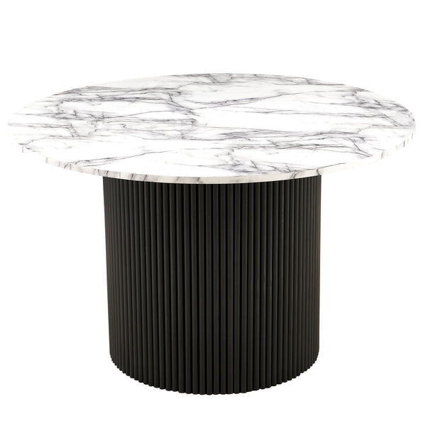47"L Round Wood Top Dining Table