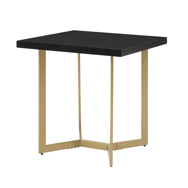 Black Rectangular End Table with Brushed Gold Base