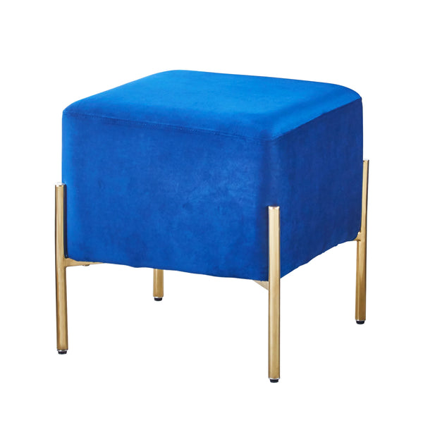 Square Velvet Ottoman with Gold Stainless Steel Legs