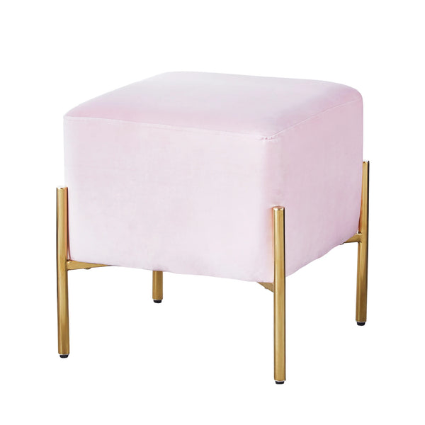 Square Velvet Ottoman with Gold Stainless Steel Legs