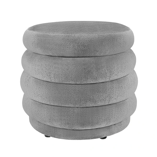 Boucle Fabric Ottoman with Storage