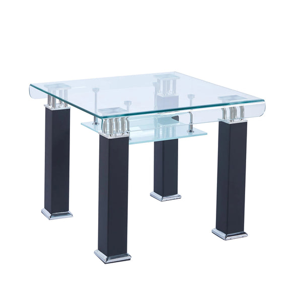 Modern End Table with Tempered Glass and Leatherette Legs