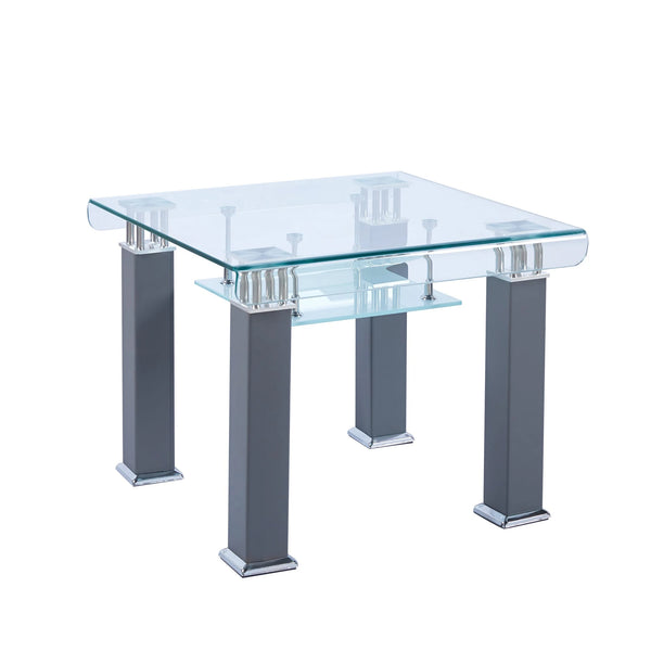 Modern End Table with Tempered Glass