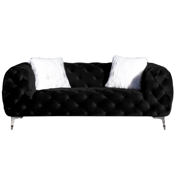 Modern Velvet Loveseat with Wood Frame and Metal Legs