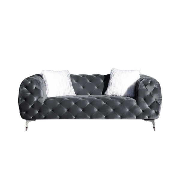 Modern Velvet Loveseat with Wood Frame and Metal Legs