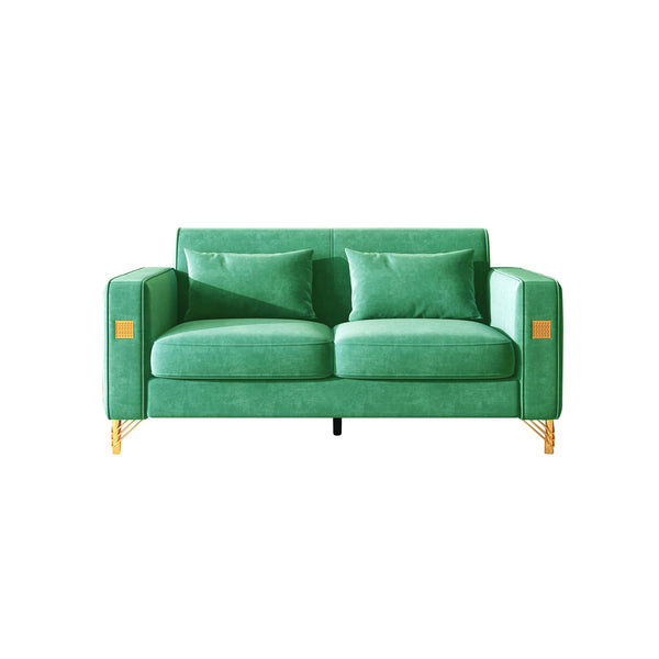 Velvet Loveseat/Sofa with Gold Metal Legs