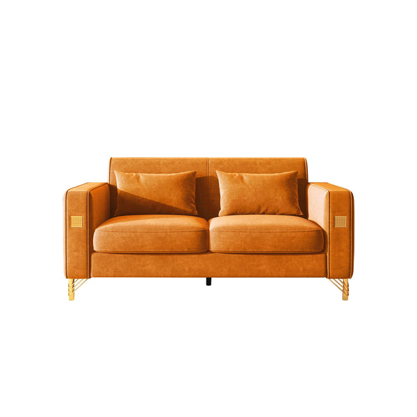 Velvet Loveseat/Sofa with Gold Metal Legs