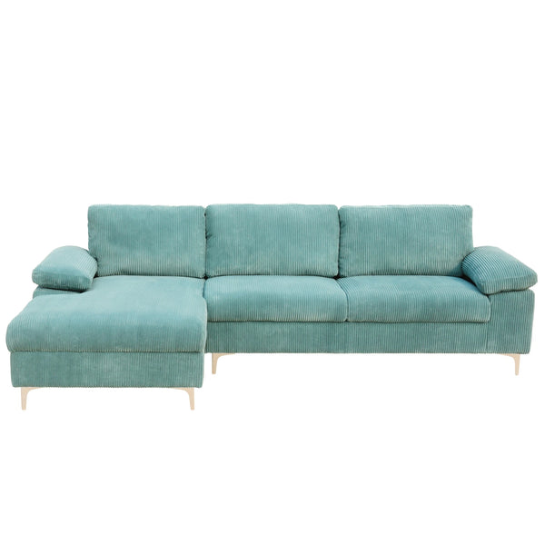 L-shaped Corduroy Left Corner Sectional Sofa