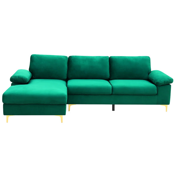 L-shaped Corduroy Left Corner Sectional Sofa