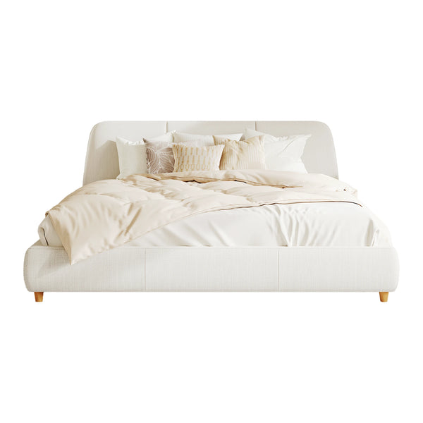 King Size Modern Upholstered Bed Frame with Linen Fabric