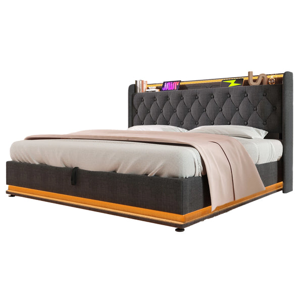 Wooden Bed with Storage King size