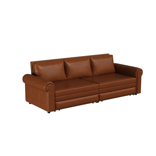 93"L Leather Sleeper Sofa