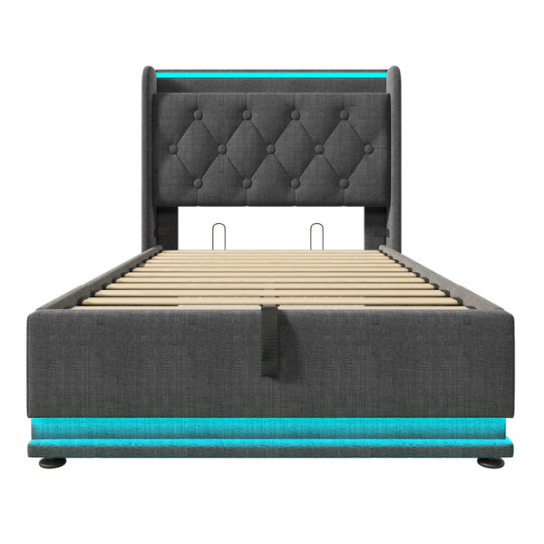 Wooden Bed with Storage Twin size