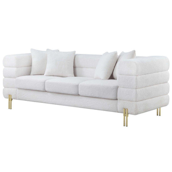 Velvet Sofa with Gold Metal Legs