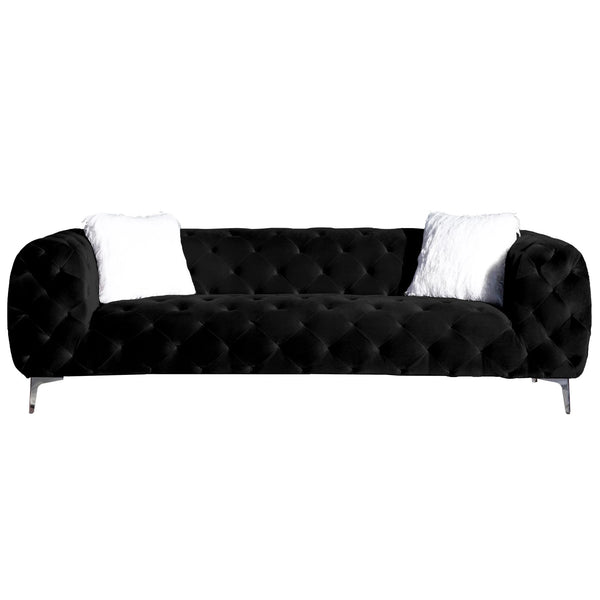 Modern Velvet Sofa with Wood Frame and Metal Legs