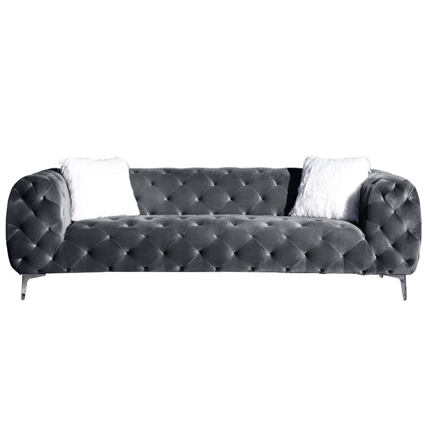 Modern Velvet Sofa with Wood Frame and Metal Legs