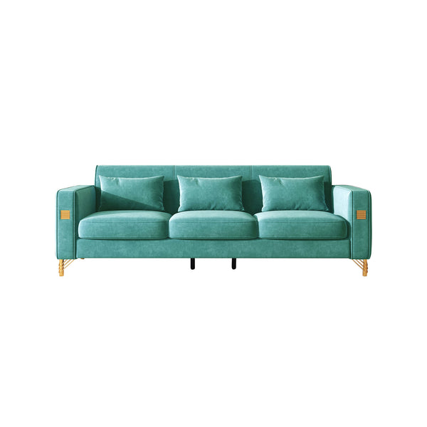 Velvet Sofa with Gold Metal Legs