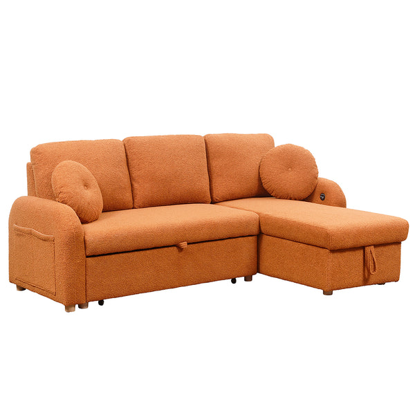 Orange Teddy Velvet Sleeper Bed