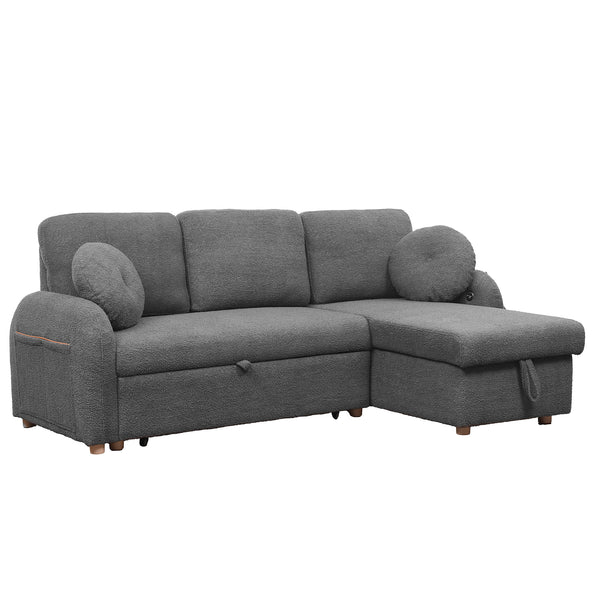Gray Teddy Velvet Sleeper Bed