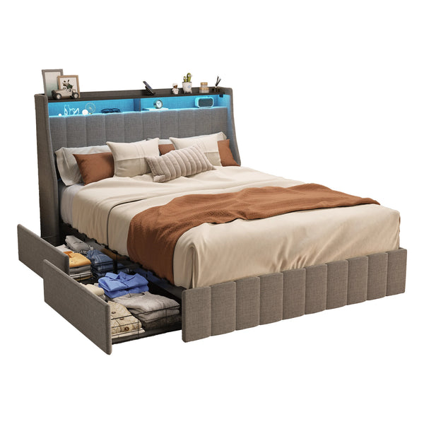 Upholstered Bed with Drawer Full Size