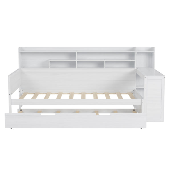 Wooden Bed With Trundle Under Bed Twin Size