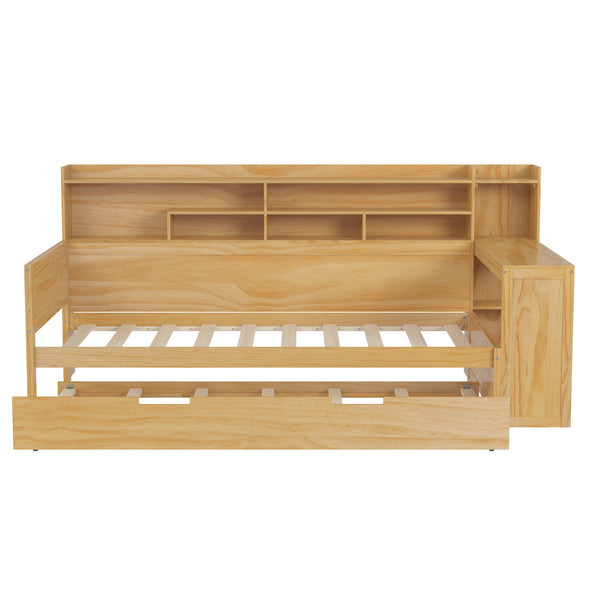 Wooden Bed With Trundle Under Bed Twin Size